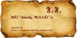 Nádasdy Miklós névjegykártya
