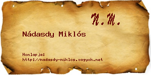 Nádasdy Miklós névjegykártya